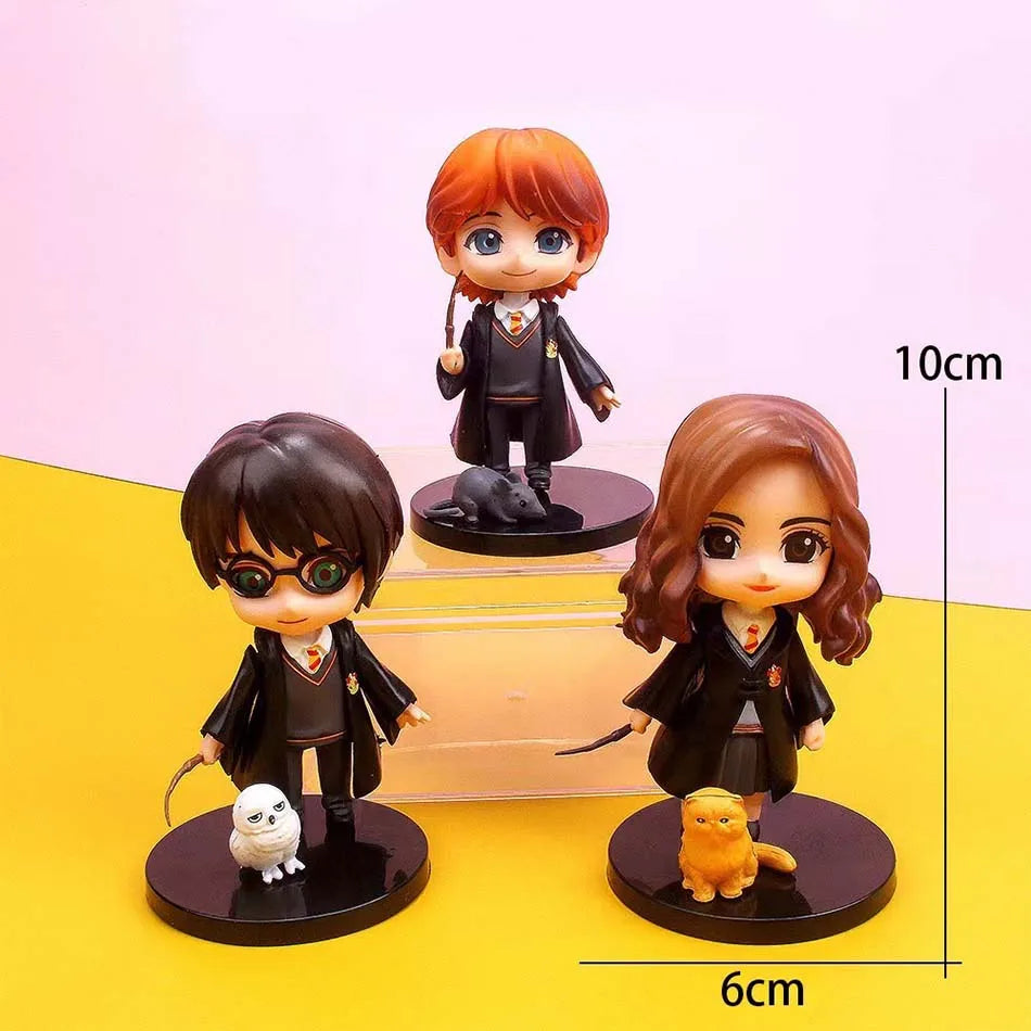 Harry Potter Figuras Pocket Versão Q PVC 7cm — Harry, Hermione, Ron e Hedwig