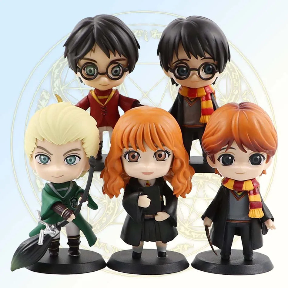 Harry Potter Figuras Pocket Versão Q PVC 7cm — Harry, Hermione, Ron e Hedwig