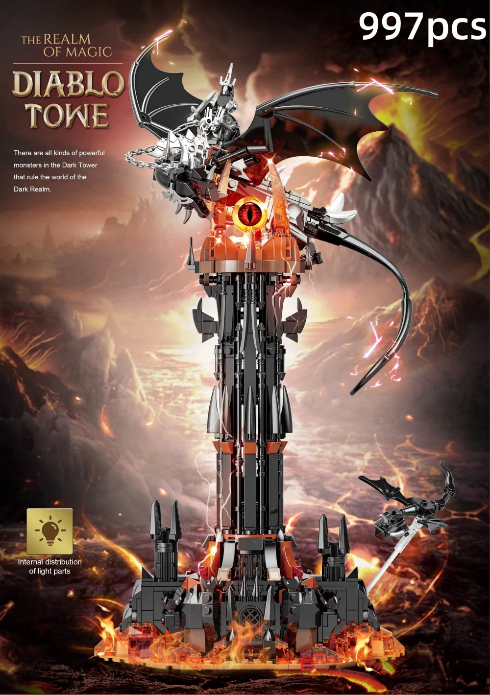 Blocos de Montar O Senhor dos Anéis — Fell Beast e Fortaleza 997 Peças Compatível LEGO