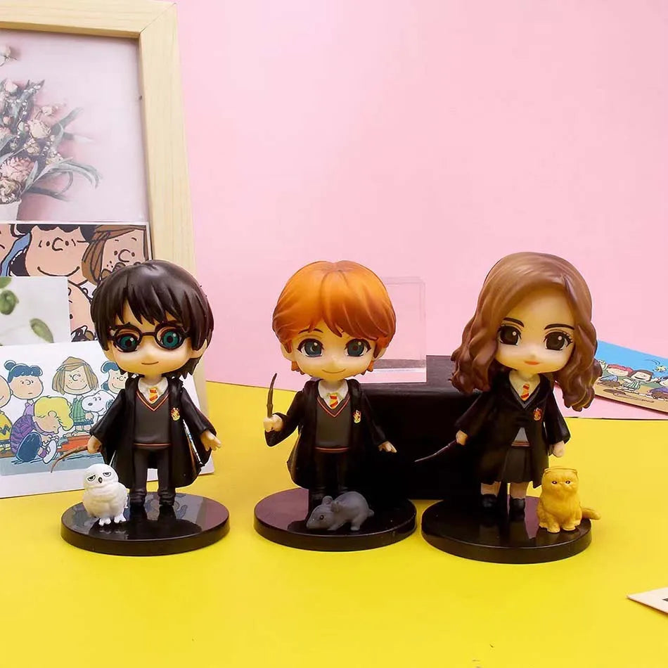 Harry Potter Figuras Pocket Versão Q PVC 7cm — Harry, Hermione, Ron e Hedwig
