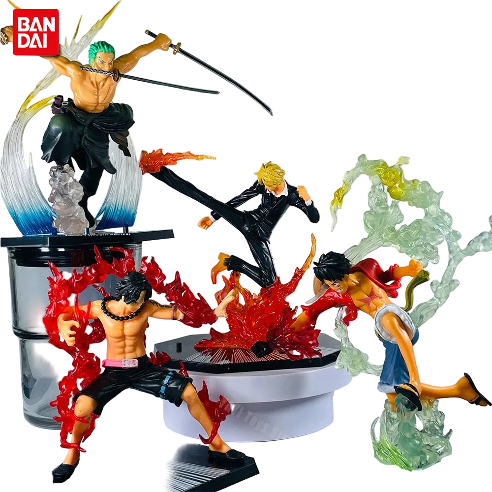 One Piece Figuras de Batalha PVC — Luffy, Zoro, Ace e Sanji