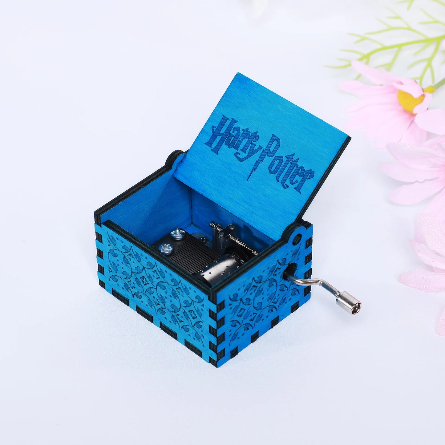 Caixinha de Música de Madeira Harry Potter — Manivela Manual Entalhada | 6 Designs