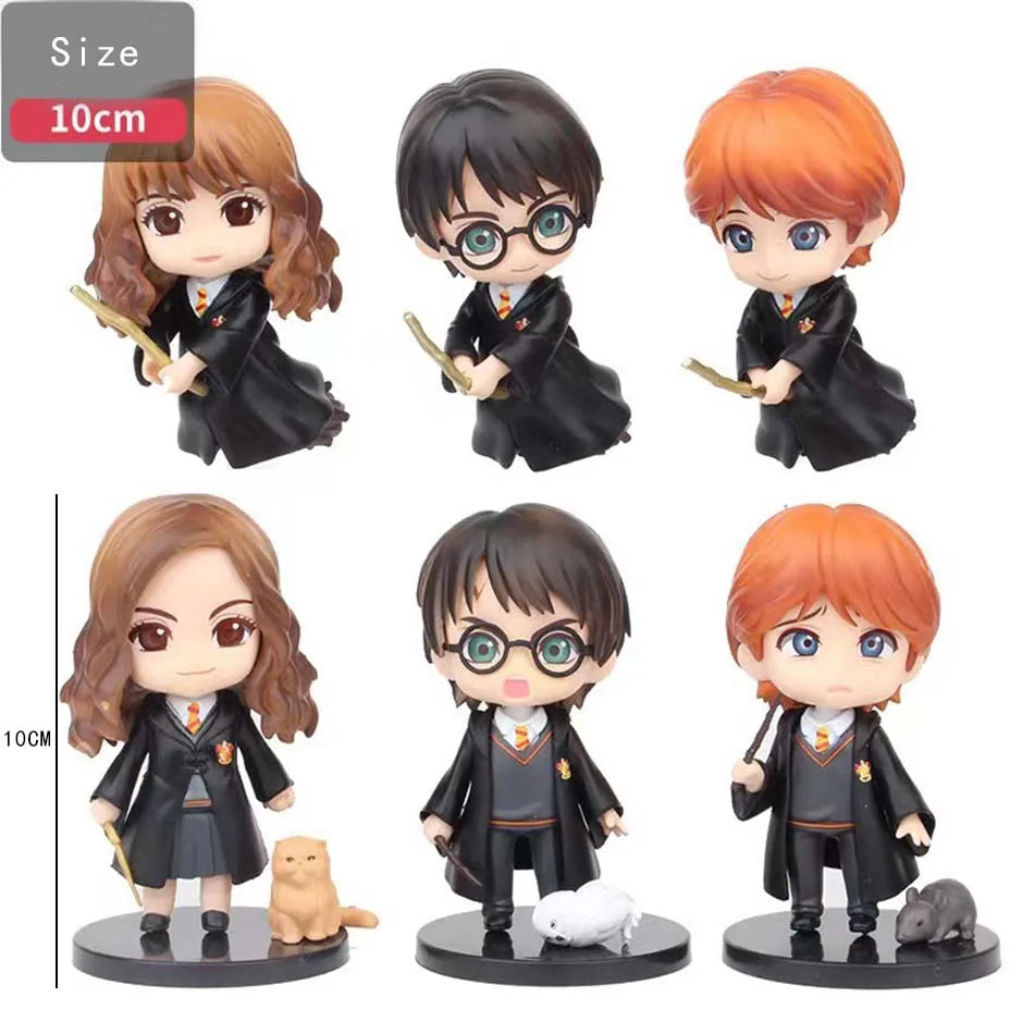 Harry Potter Figuras Pocket Versão Q PVC 7cm — Harry, Hermione, Ron e Hedwig