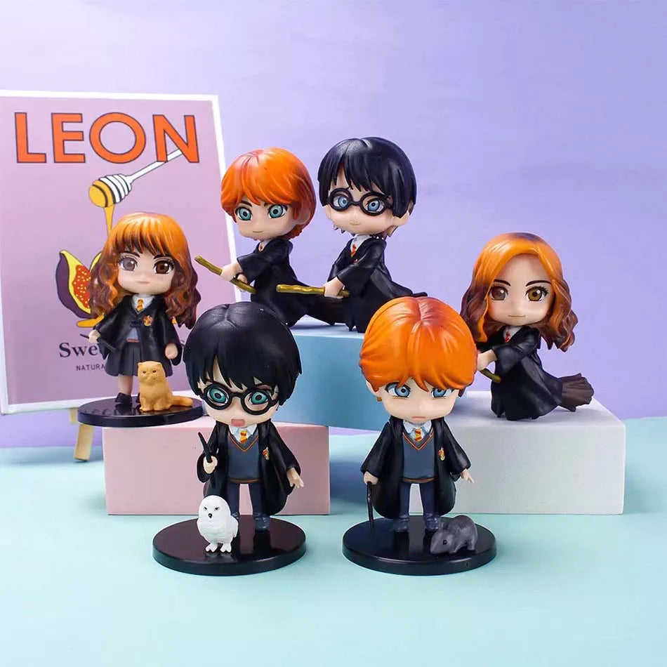 Harry Potter Figuras Pocket Versão Q PVC 7cm — Harry, Hermione, Ron e Hedwig
