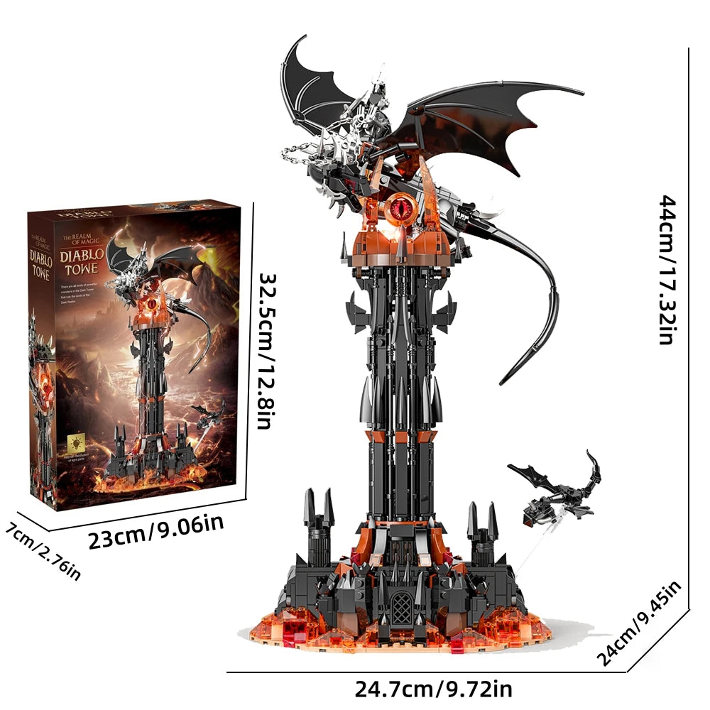 Blocos de Montar O Senhor dos Anéis — Fell Beast e Fortaleza 997 Peças Compatível LEGO