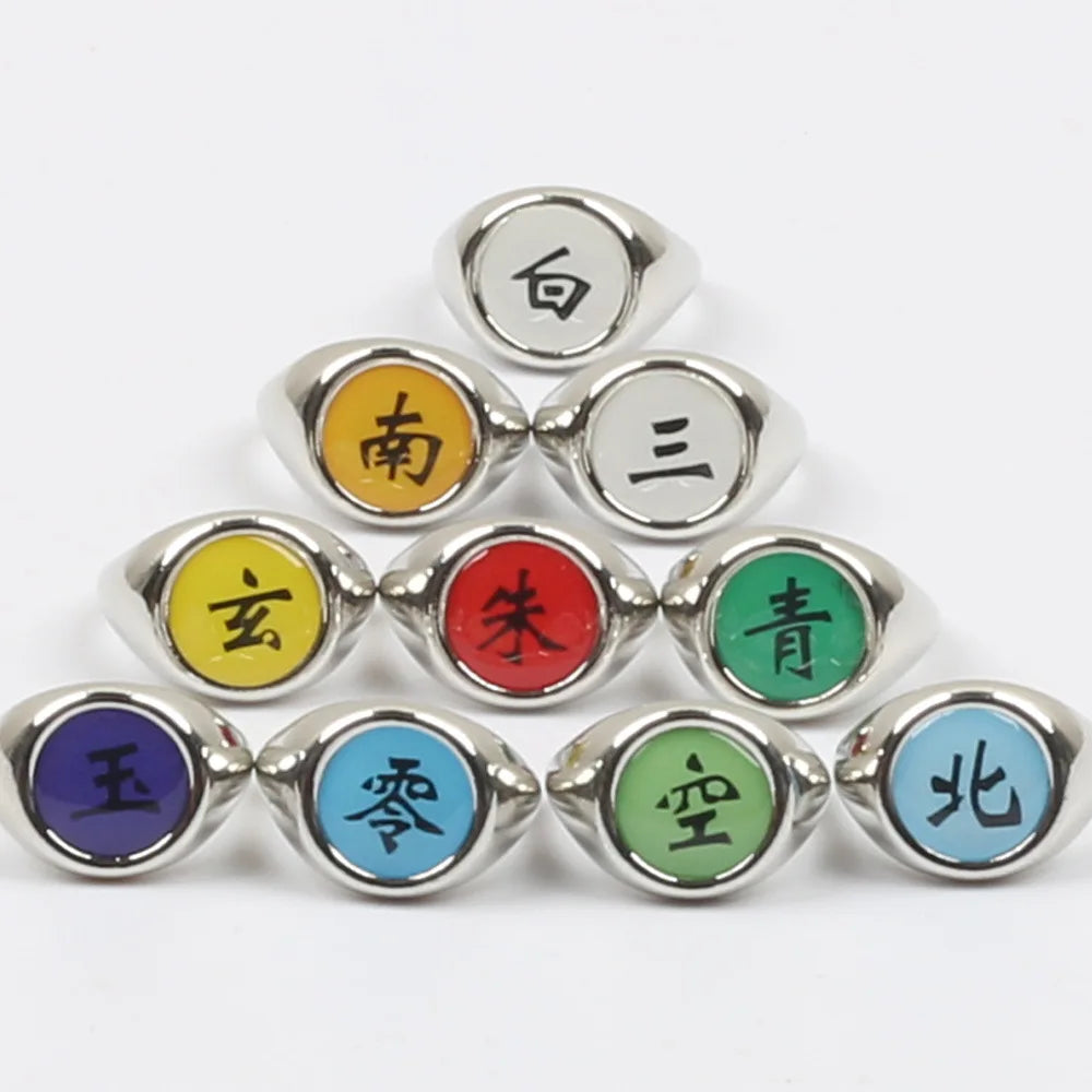 Kit 10 Anéis Metálicos da Akatsuki — Naruto Cosplay